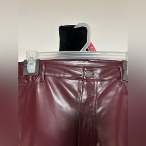 Joie Faux leather pants Burgundy NWT